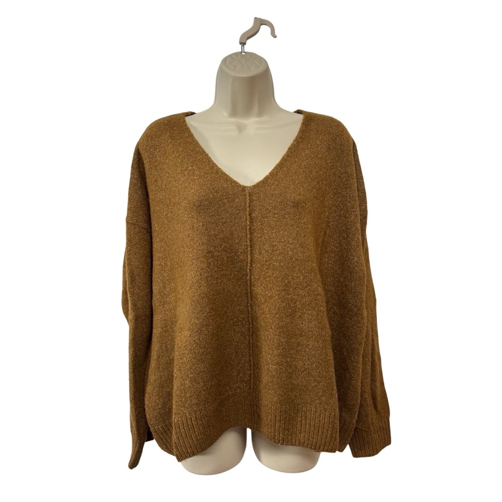 Vince Camuto Sweater Brown V Neck Sweater Large